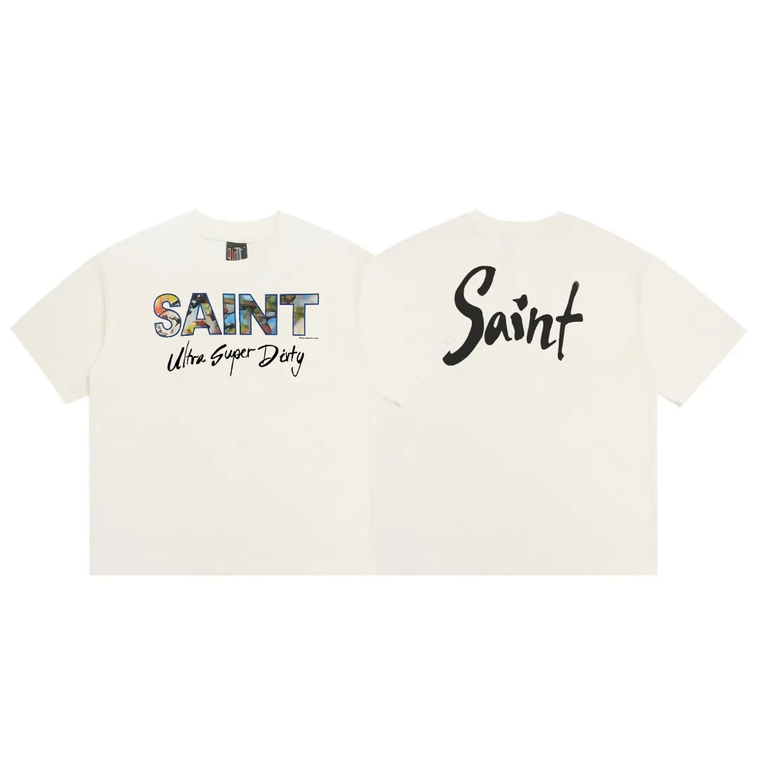 Saint Michael ×TEE SUPER DIRTY new printed cotton loose short sleeves with digital white ink direct printing, the fabric is breathable and the pattern is three-dimensional and clear. Fabric: Double yarn 240g Style number: S826 Size: S-M-L-XL Color: Off-white Price: P110
